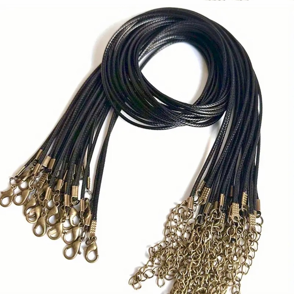 🔴 5 for $10 ONE Black PU Leather Cord Necklace with Lobster Clasp - Picture 2 of 6